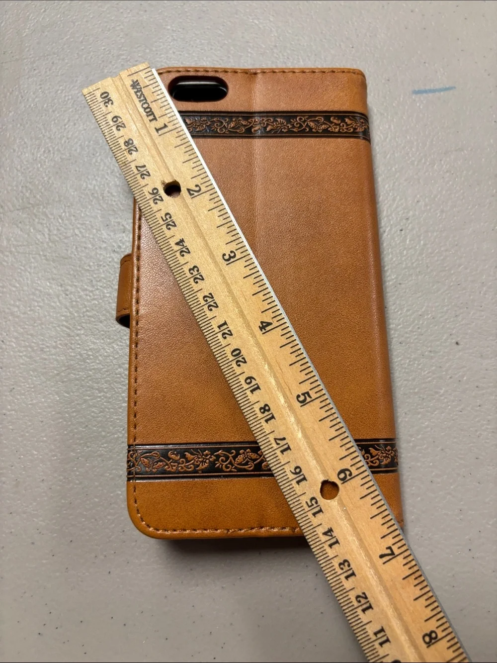 Brown Floral Wallet Phone Case with Magnetic Closure
